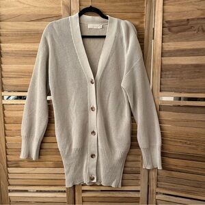 MOUSSY VINTAGE Middle Knit Long Cardigan in Beige Size S